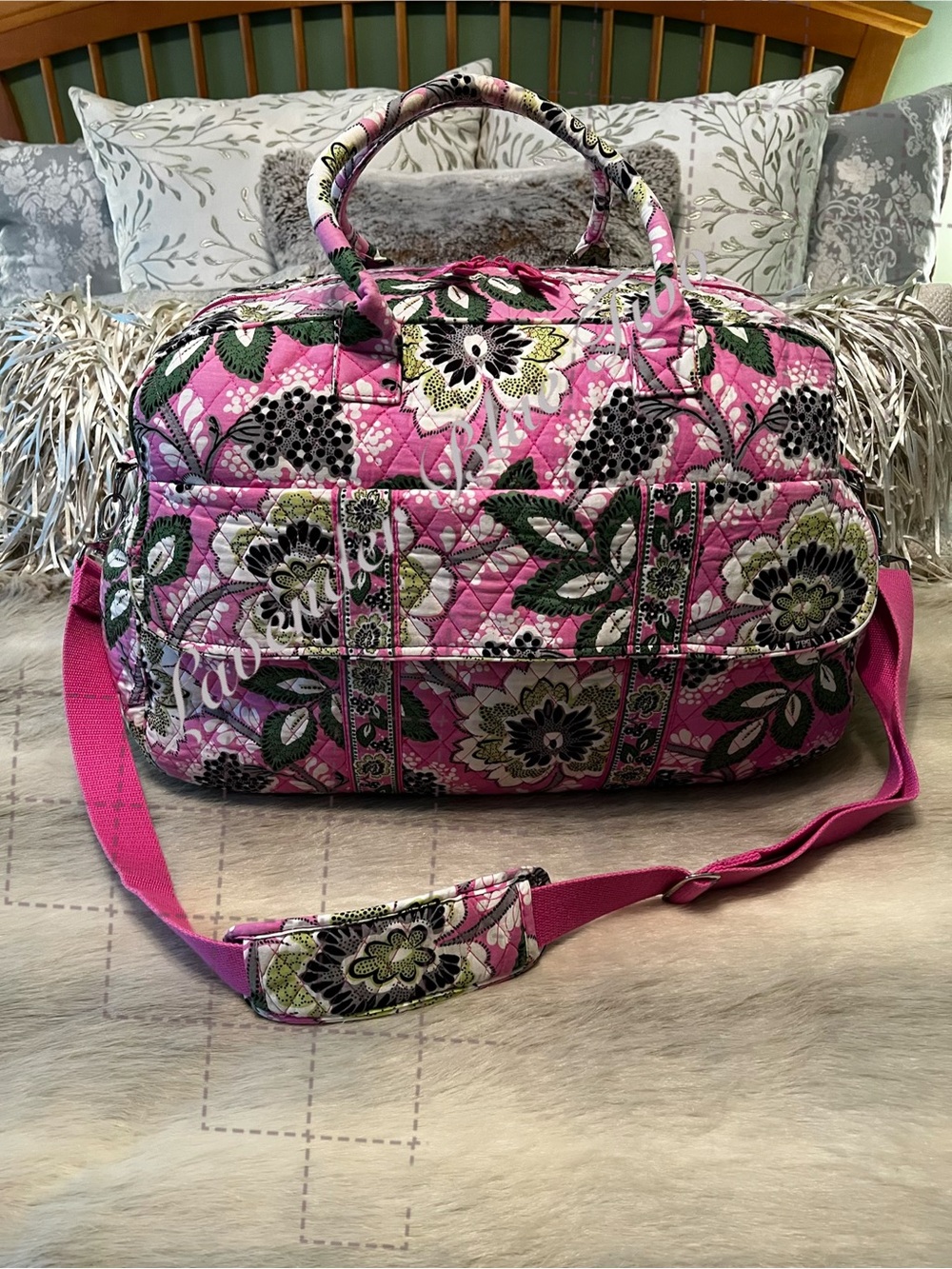VERA BRADLEY Pricilla Pink 2012 Grand Travlers Bag Pink Green Y2K Floral